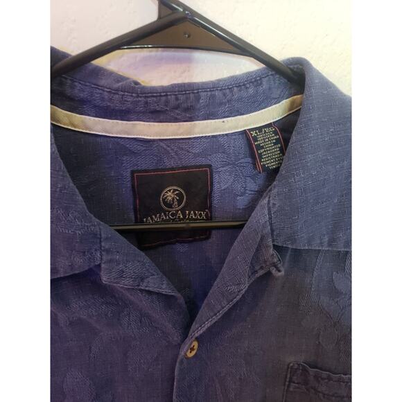 Jamaica Jaxx 100% Silk Short Sleeve Button Down Pocket Shirt Mens XL Blue Floral - Picture 3 of 6